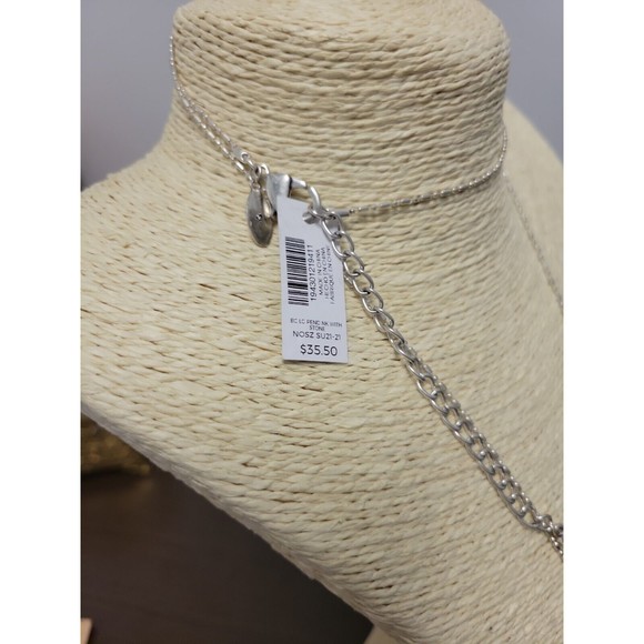 Chico's Long Translucent Pendant Necklace New with Tags Silver Tone 32" Stunning - Picture 5 of 7